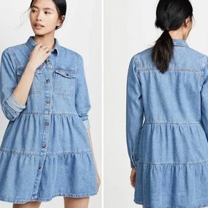Free people tiered denim dress large